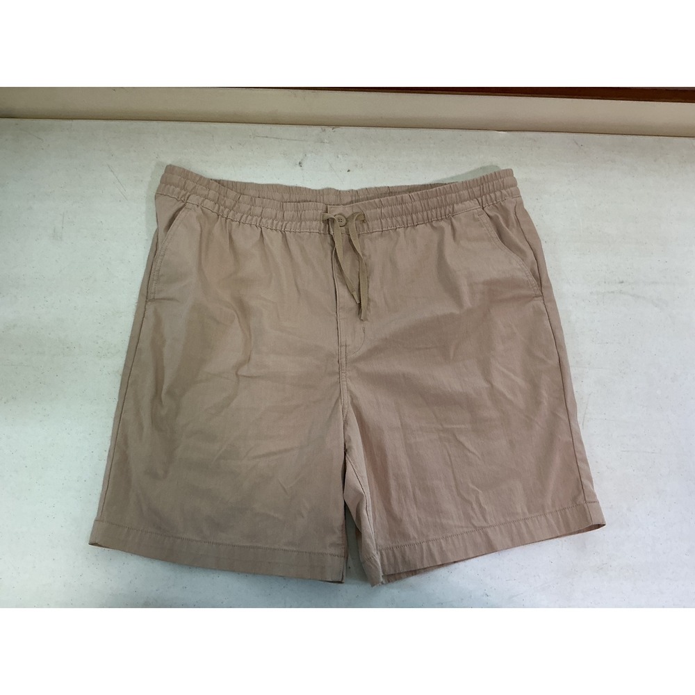 Patagonia Mens XL Tan Khaki Organic Cotton Blend Elastic Waist Hiking Shorts 7in